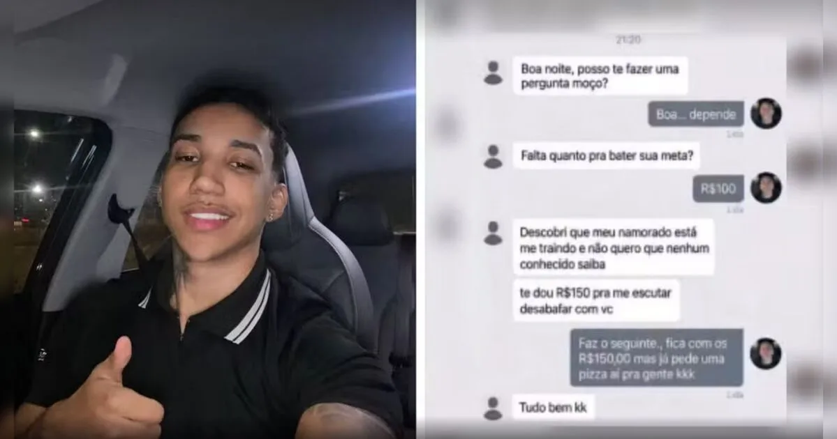 Passageira oferece R$ 150 a motorista de app para desabafar após término de namoro
