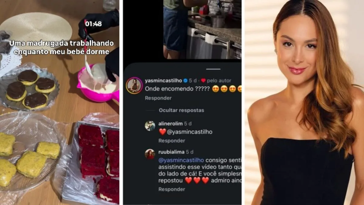 Confeiteira compartilha rotina de trabalho na madrugada enquanto filho bebê dorme e chama atenção de influencer de SC