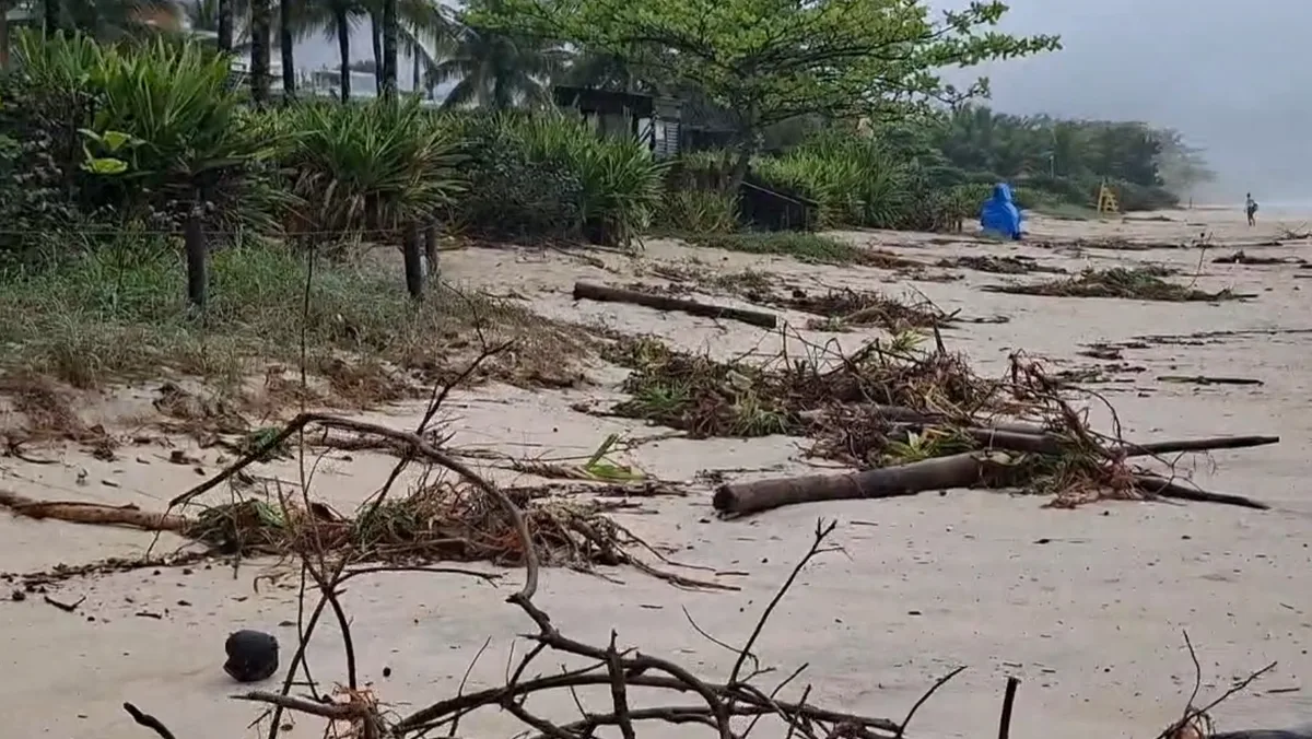 Marinha amplia alerta de ressaca do mar até quinta-feira; Maresias tem troncos e vegetação arrastados por ondas