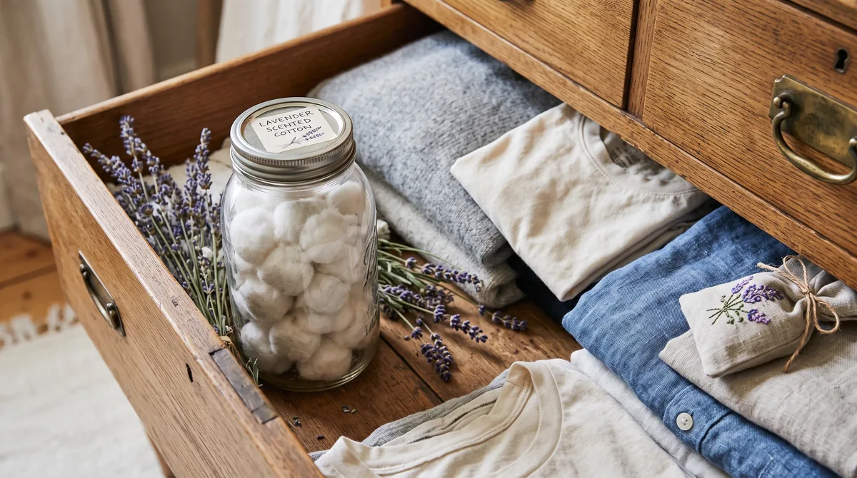 Colocar um disco de algodão com essência de lavanda na gaveta de roupas íntimas à noite: o que acontece enquanto você dorme