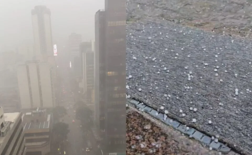Tempo vira em Curitiba e cidade registra granizo e chuva forte nesta sexta; veja vídeos