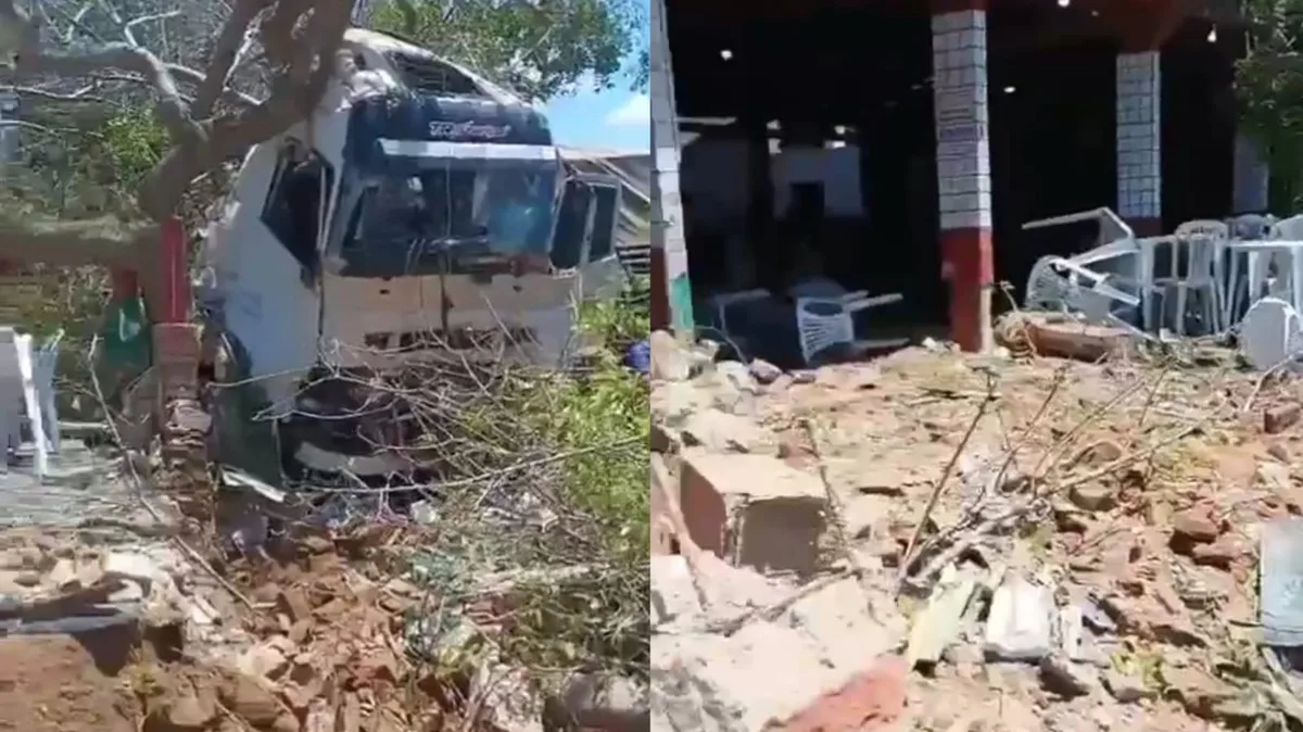 Carreta invade restaurante às margens da BR-110, em Monteiro, na PB