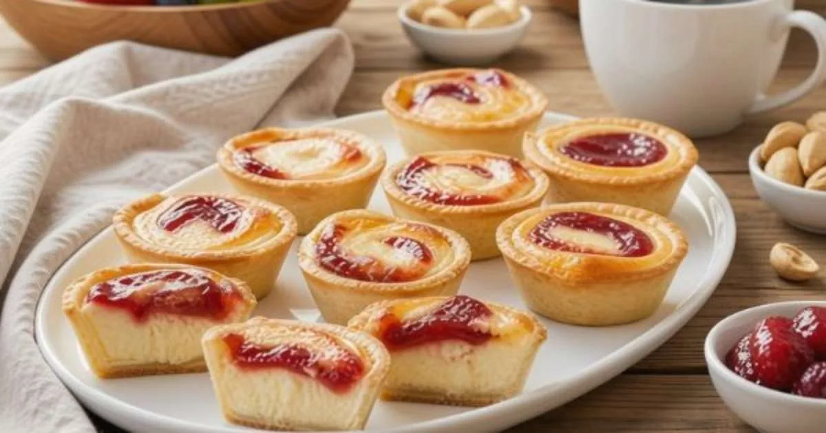 Queijo com goiabada em uma tortinha fácil e sem açúcar perfeita para seu café da tarde