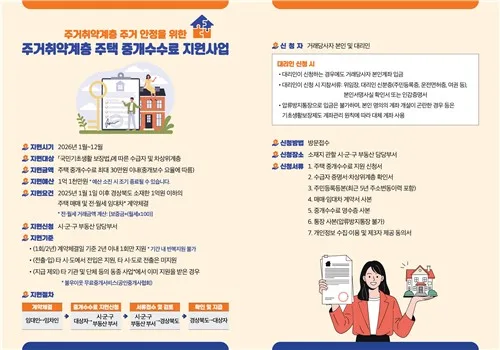[영천소식] 주거 취약계층 주택 중개보수 최대 30만원 지원