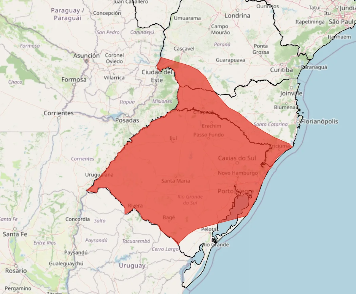 Inmet emite alerta vermelho para tempestade no Sul hoje: veja as áreas afetadas
