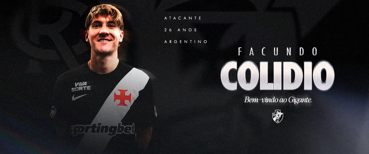 Vasco anuncia a contratação do atacante Colidio, novo camisa 9
