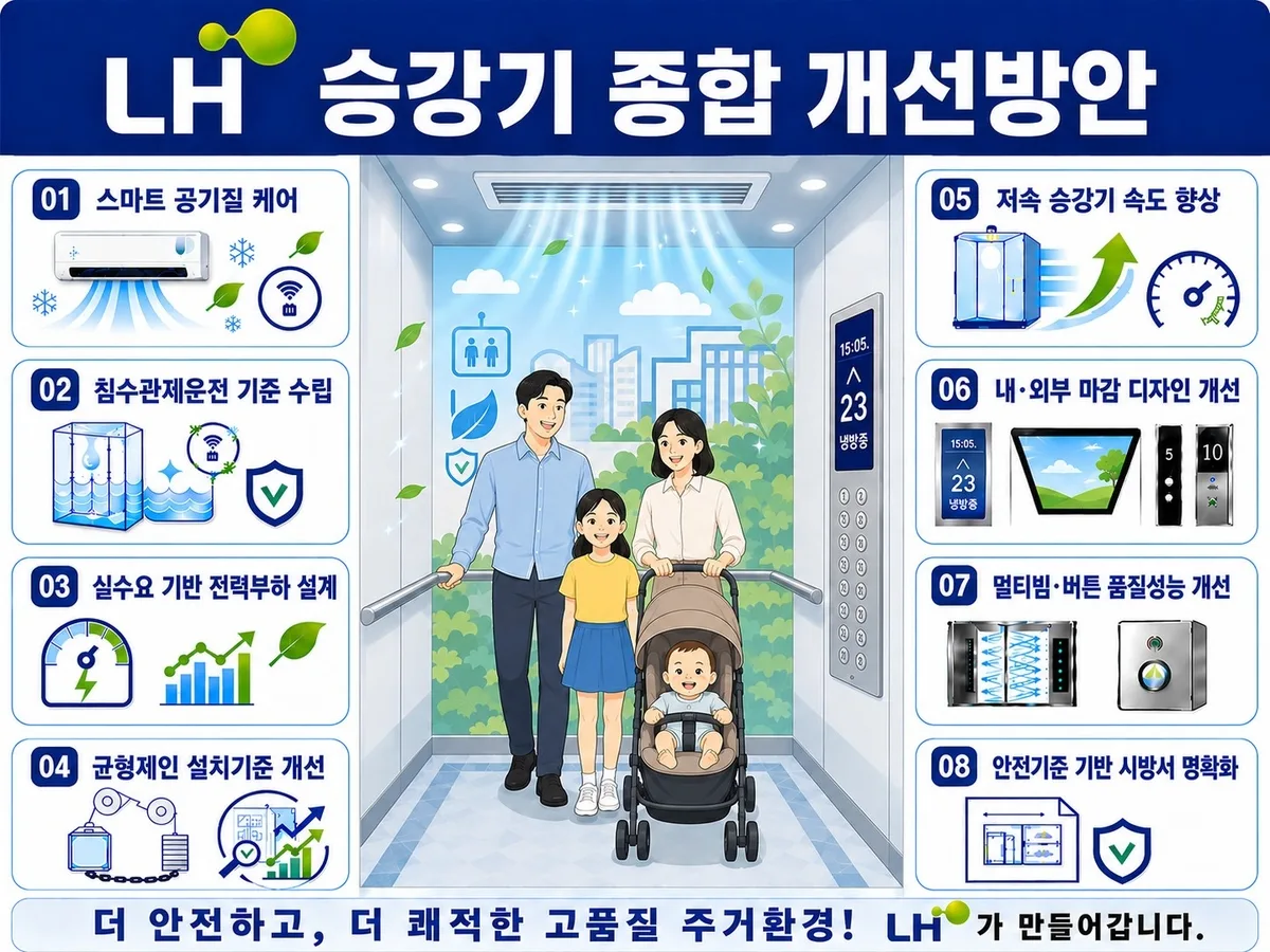 LH 새 아파트 엘리베이터에 에어컨 설치···올해 47개 임대단지서 교체