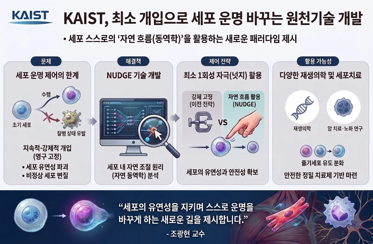 유전자 한 번 ‘톡’ 건드려 세포 운명 바꾼다…KAIST ‘넛지’ 기술 개발