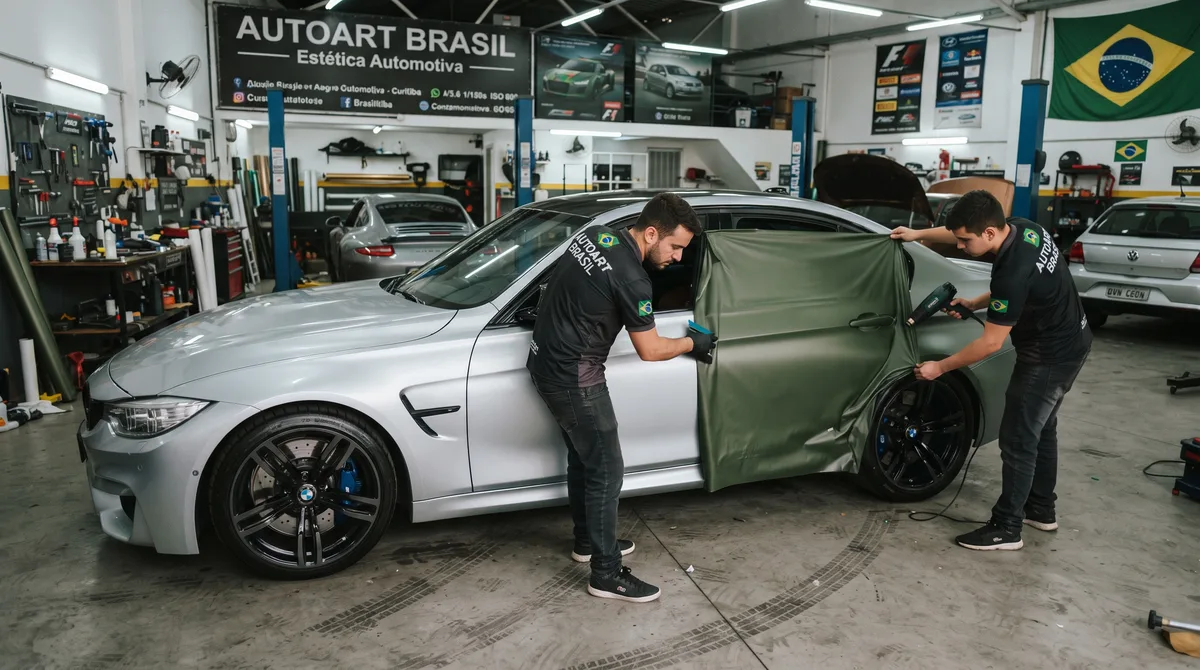 Jovem envelopa carro prata com adesivo verde fosco para renovar o visual, não avisa o Detran e tem o veículo retido em fiscalização rodoviária