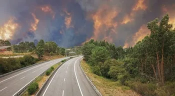 Fogo em Aveiro começa a ceder, A1 mantém-se cortada
