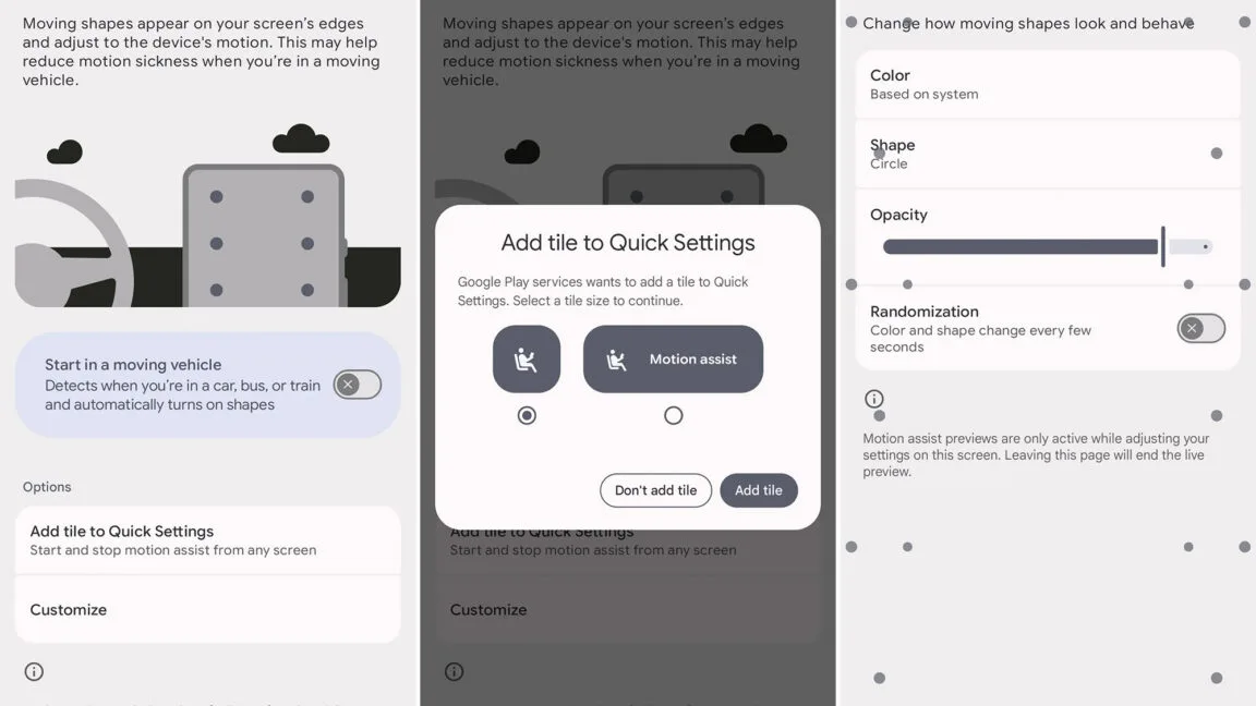 Google's anti-nausea Motion Assist dots finally rolling out on Android