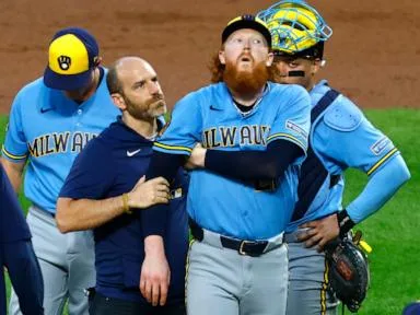 Brewers starter Dustin May hit by line drive and leaves game after 1 pitch against Mets