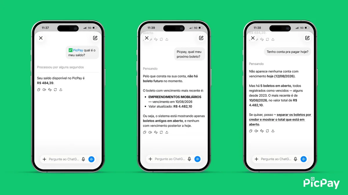 PicPay oferece acesso a dados da conta via ChatGPT