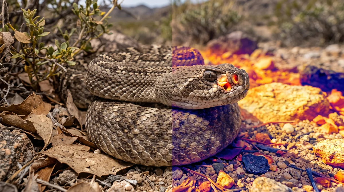 Registraram 122 panoramas térmicos em emboscadas de 67 cascavéis e simularam um roedor em 72 direções: as cobras não escolheram maior contraste, mas fundos onde a temperatura mudava rapidamente