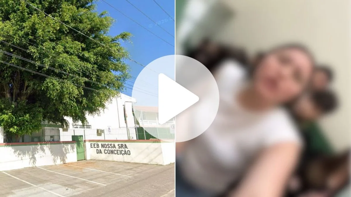 Alunos fazem manifestação contra modelo cívico-militar em escola da Grande Florianópolis e afirmam que portões foram trancados