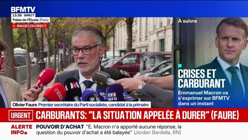 Carburants: "Il faut que les aides soient automatiques et doublées", exige Olivier Faure, candidat à la primaire socio-démocrate