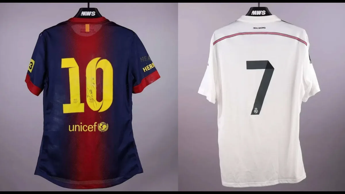 Messi and Ronaldo shirts go head-to-head in auction, with one selling six times more