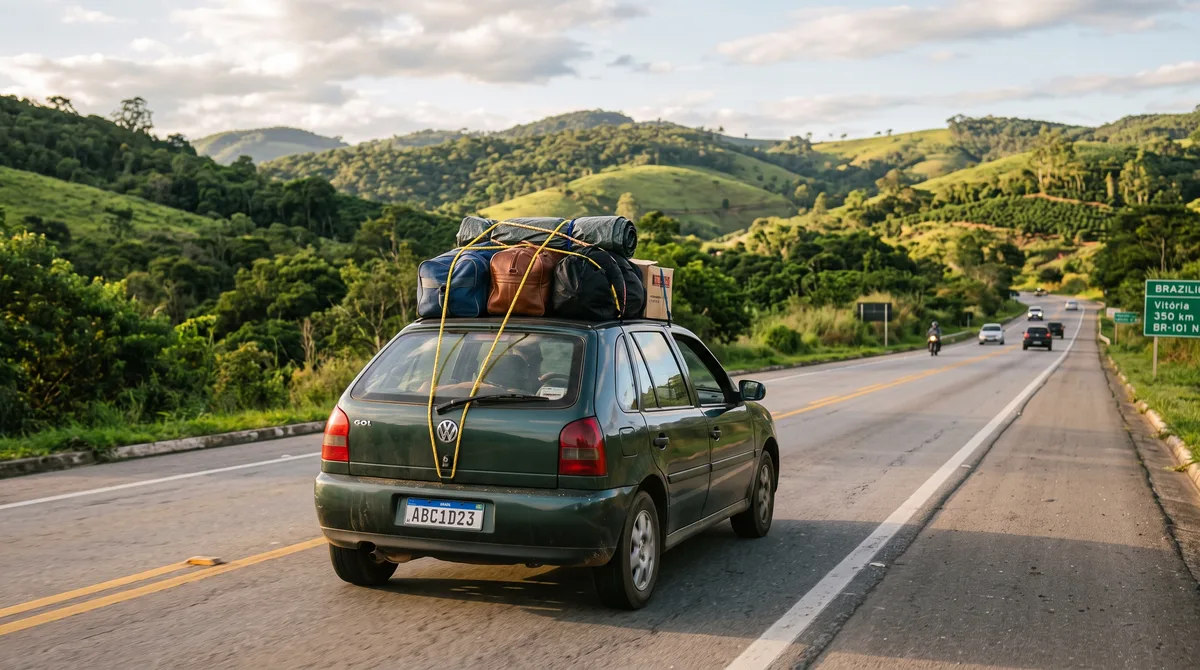 Encher o teto do carro com bagagens sem usar um bagageiro apropriado (rack) é infração?