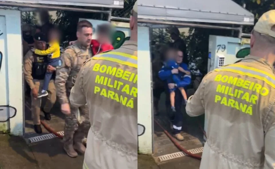 Vídeo mostra momento em que crianças são resgatadas de CMEI no São Braz em Curitiba