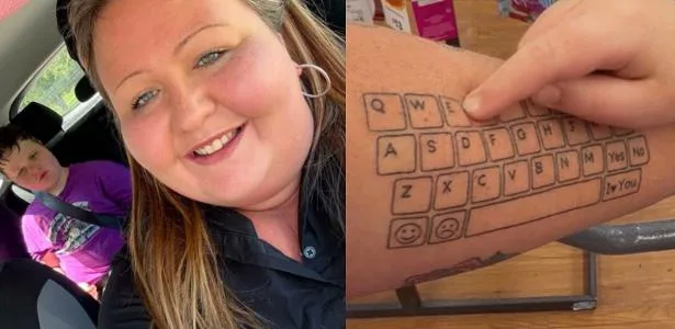 Mãe tatua teclado no braço para ajudar filho autista não falante