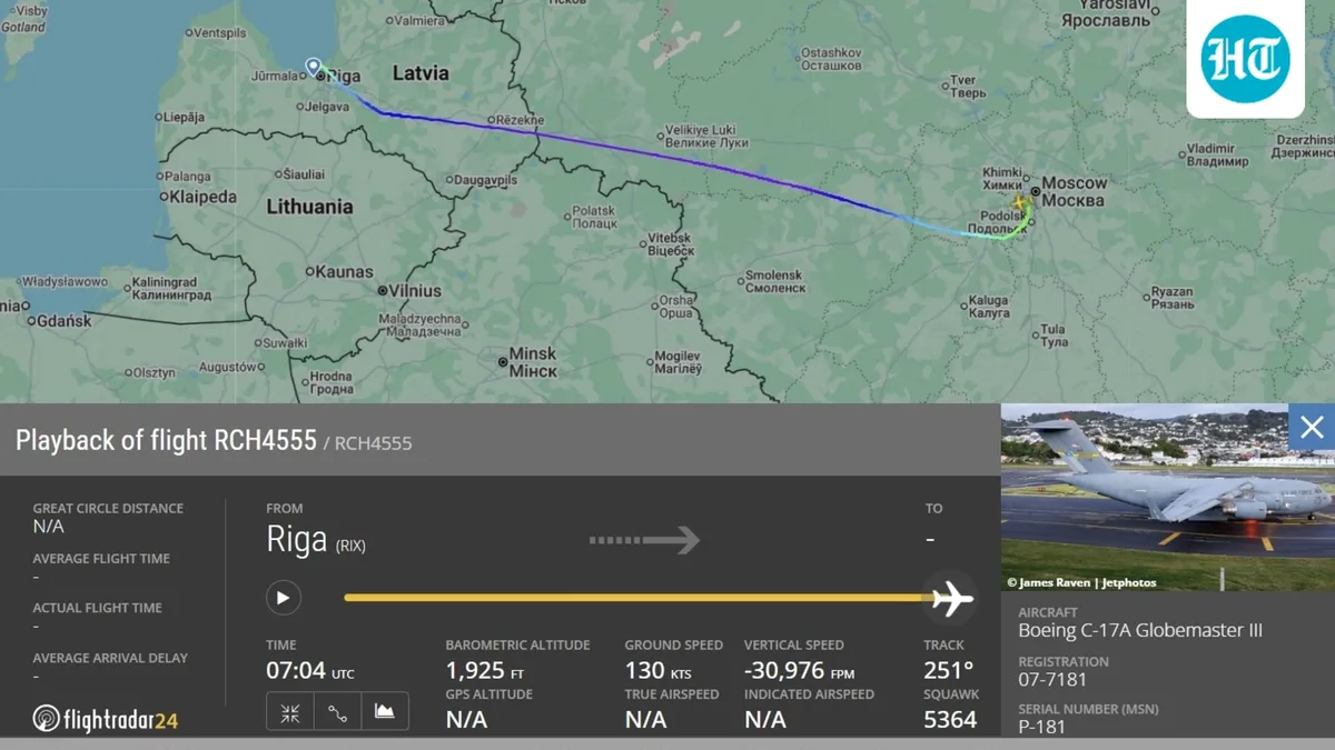 A US Air Force transport aircraft landed at Moscow's Vnukovo Airport. No one knows why