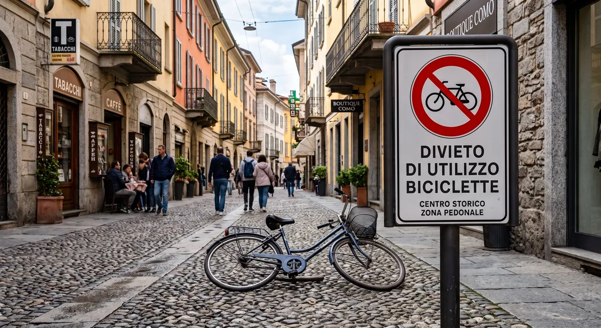 Polémica en Como por la prohibición de bicicletas en el centro histórico tras un incidente con el alcalde
