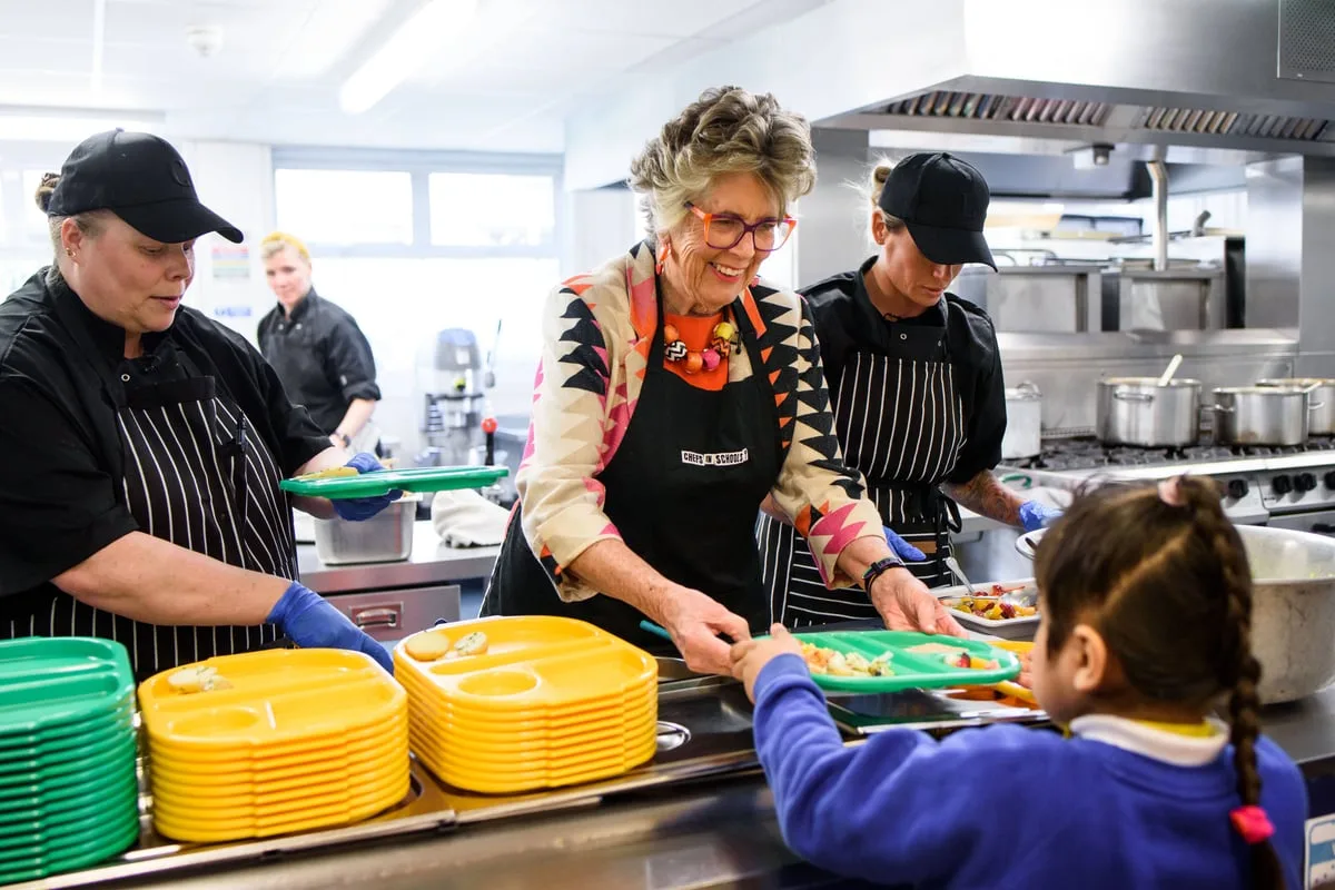 Prue Leith hails ‘revolution’ in school food and suggests banning lunchboxes