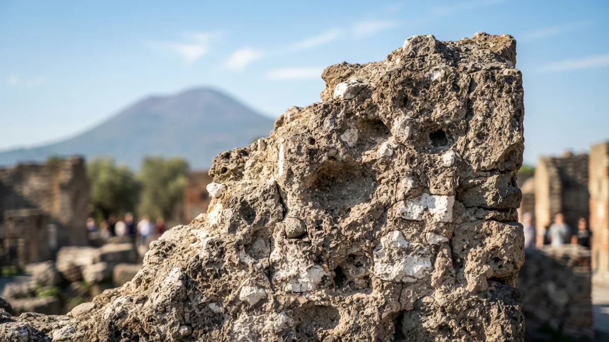 A erupção de 79 d.C. congelou uma obra em andamento em Pompeia, e as pilhas de cal viva e pozolana revelaram que romanos adicionavam água só depois de misturar os materiais a seco