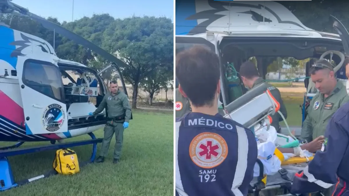 Mulher e homem com queimaduras graves são levados de Aracruz para hospital na Serra