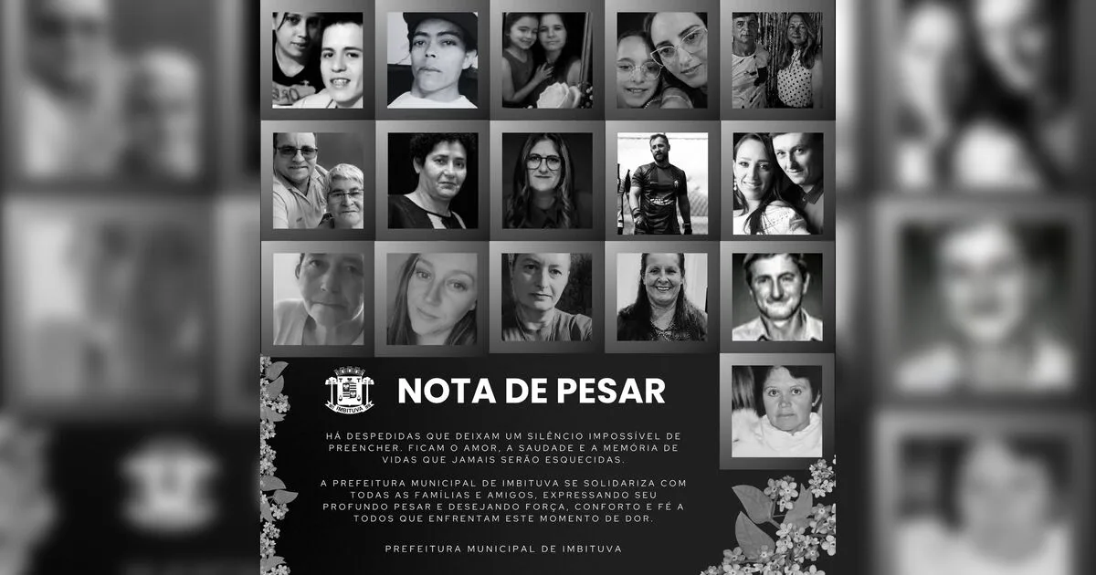 Prefeitura de Imbituva divulga fotos de passageiros de ônibus mortos em acidente na BR-373