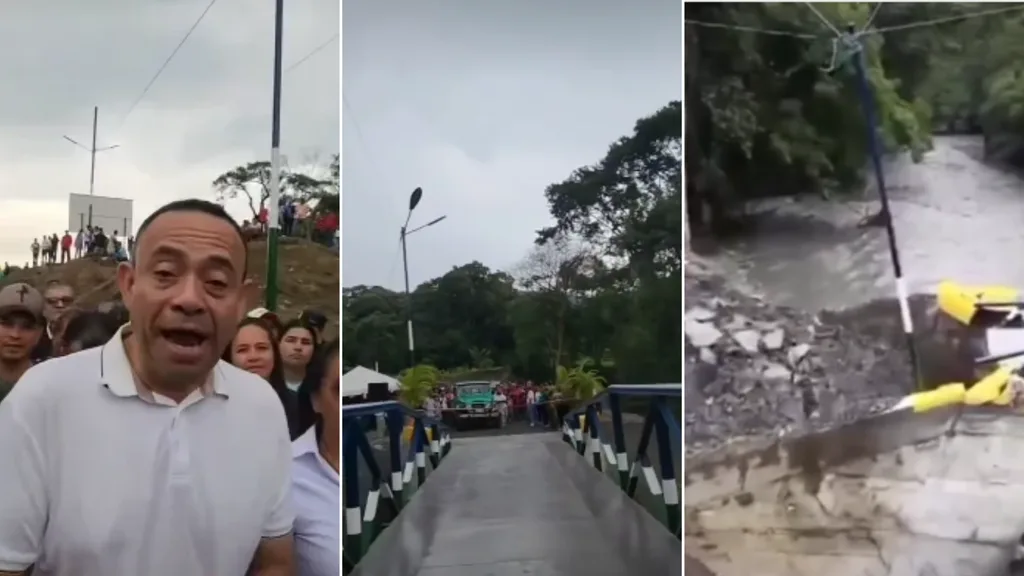 El puente que iba a durar "mil años" terminó vencido por las lluvias en menos de tres días en Portuguesa
