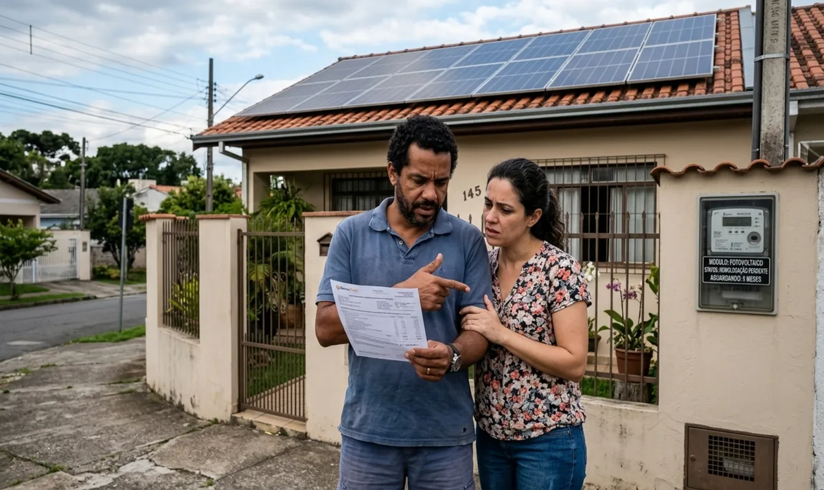 Casal instala 18 painéis solares financiados, a distribuidora demora 9 meses para homologar o sistema e a energia gerada nesse período simplesmente não vira crédito