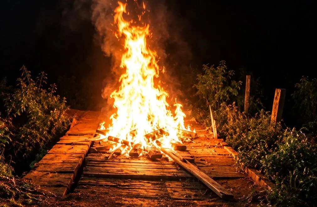 Ponte é incendiada em ramal da zona rural de Brasiléia e prefeitura aciona a polícia