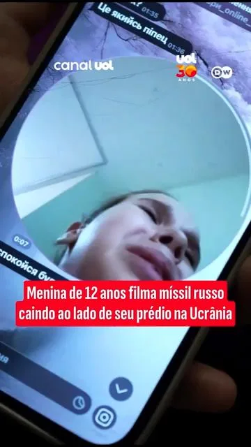 Menina de 12 anos filma míssil russo caindo ao lado de seu prédio na Ucrânia