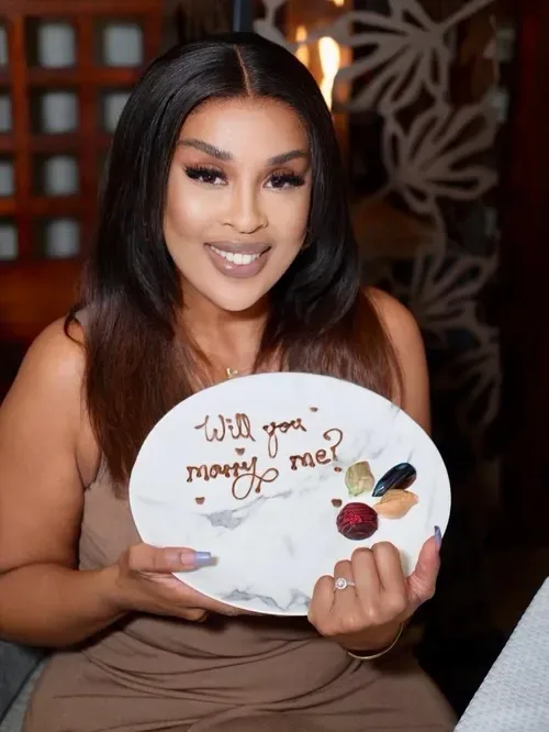 Nonku Williams engaged to Lungani Rammaledi after surprise dinner proposal