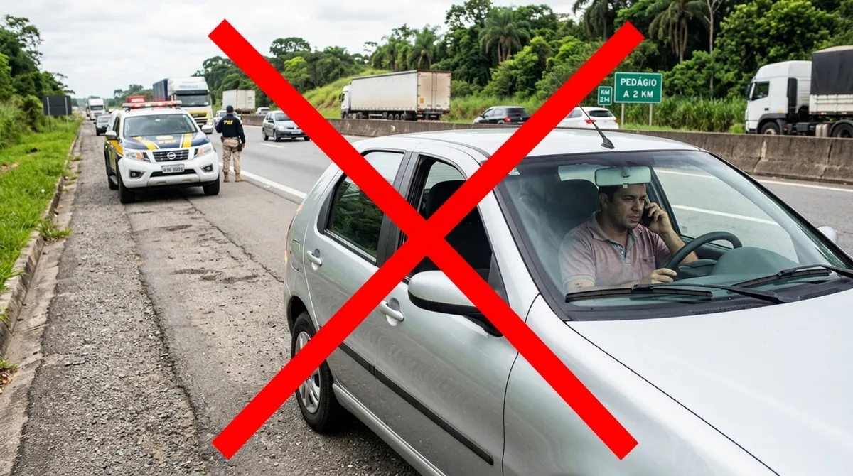 Motorista é multado por parar no acostamento para atender uma ligação de emergência e descobre que a lei só permite parada por pane mecânica