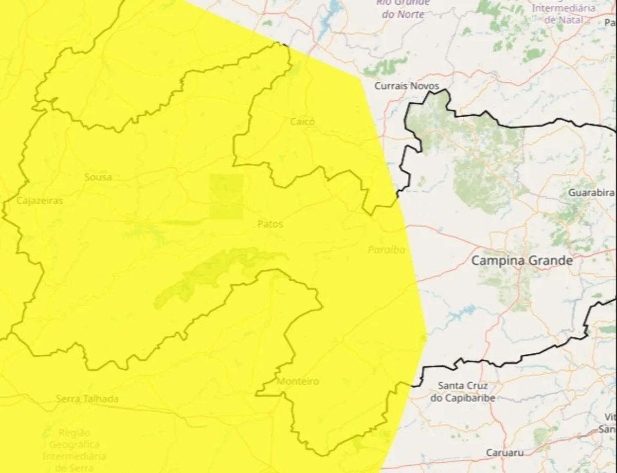 Inmet emite alerta de baixa umidade para mais de 110 cidades da Paraíba; veja a lista