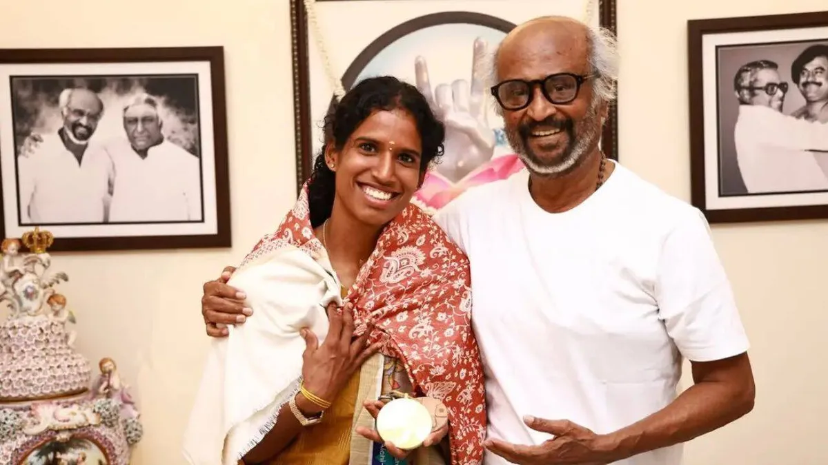 Rajinikanth meets Asian Games medalist Vithya Ramaraj, congratulates her