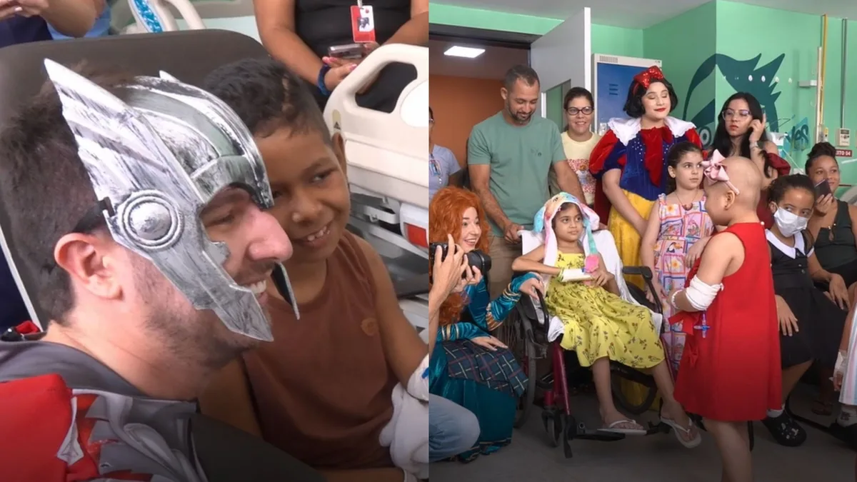 Crianças em tratamento contra câncer recebem visita de personagens infantis em Teresina