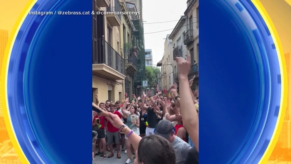 WATCH: Entire town in Spain celebrates woman's 100th birthday