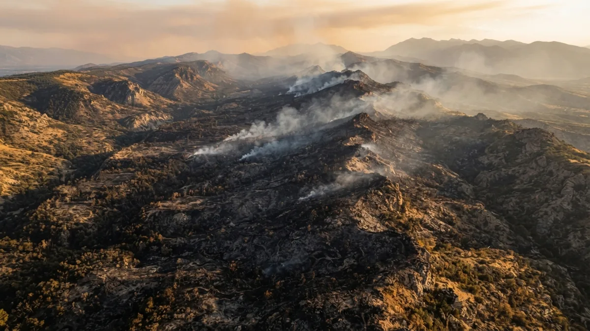 Um incêndio queimou cerca de 390 km² em Utah e deixou uma cicatriz marrom tão grande que satélites conseguiram compará-la diretamente com a paisagem de semanas antes