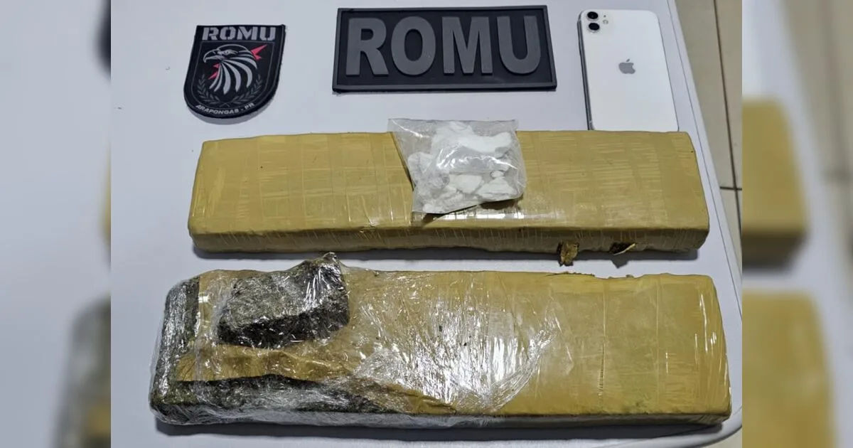 Romu apreende drogas em carro no estacionamento de loja em Arapongas