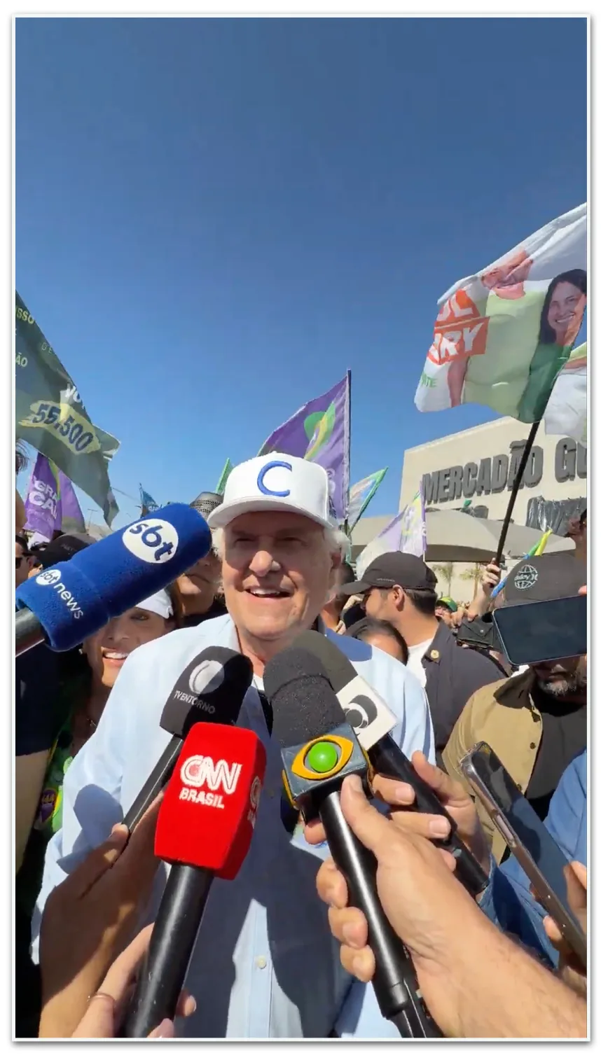 Sem Kassab, Caiado começa campanha com carreata em Goiás