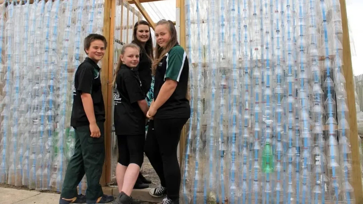 Juntaron más de 2.000 botellas de plástico para construir un invernadero: acabaron generando estructura para cultivar todo el año