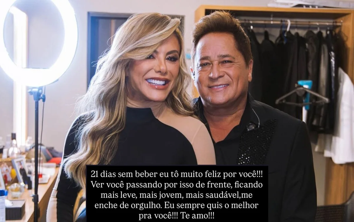 Leonardo fica 21 dias sem beber e Poliana comemora: 'Passando por isso de frente'