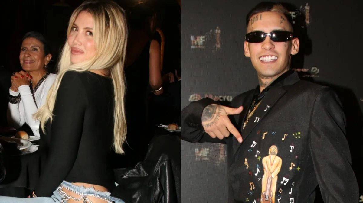 Se viralizó la reacción de Wanda Nara después de que L-Gante le diera un beso en los Martín Fierro de la Música: la foto