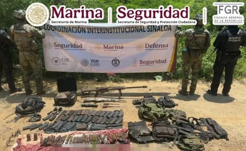 Aseguran armamento, 49 explosivos y droga en Concordia, Sinaloa; hallan 3 vehículos abandonados y sin placas