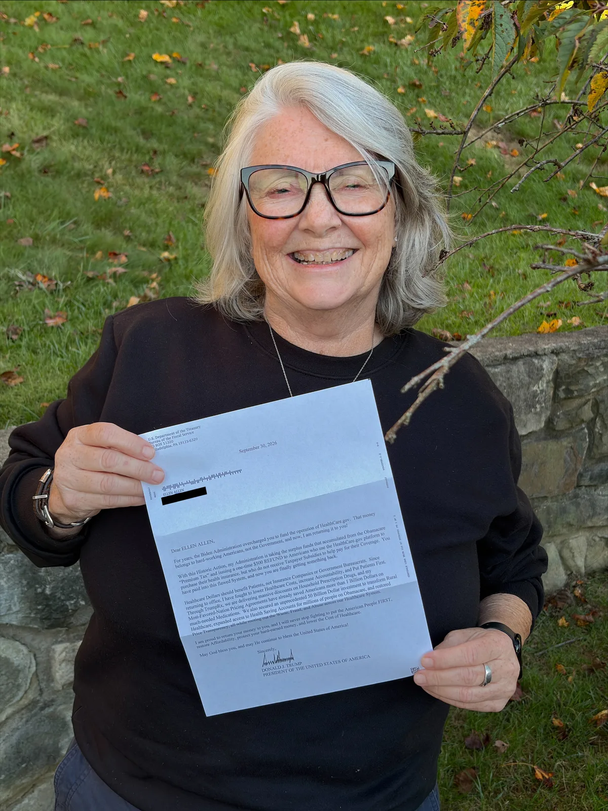 She got Trump's $500 check for health insurance. To her, it's a 'political stunt'