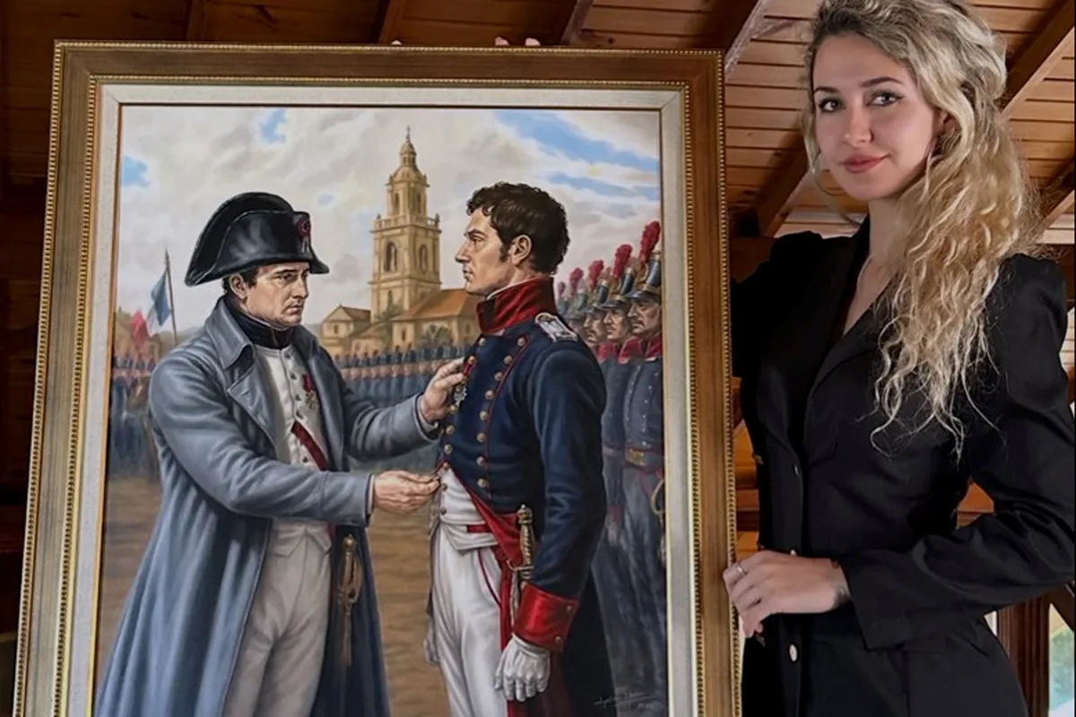 Detrás de escena del cuadro de San Martín y Napoleón que el gobierno argentino le regaló al presidente Emmanuel Macron