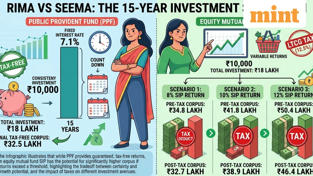 ₹10,000 per month in PPF or SIP? Which builds more wealth in 15 years - A comparison of post-tax return